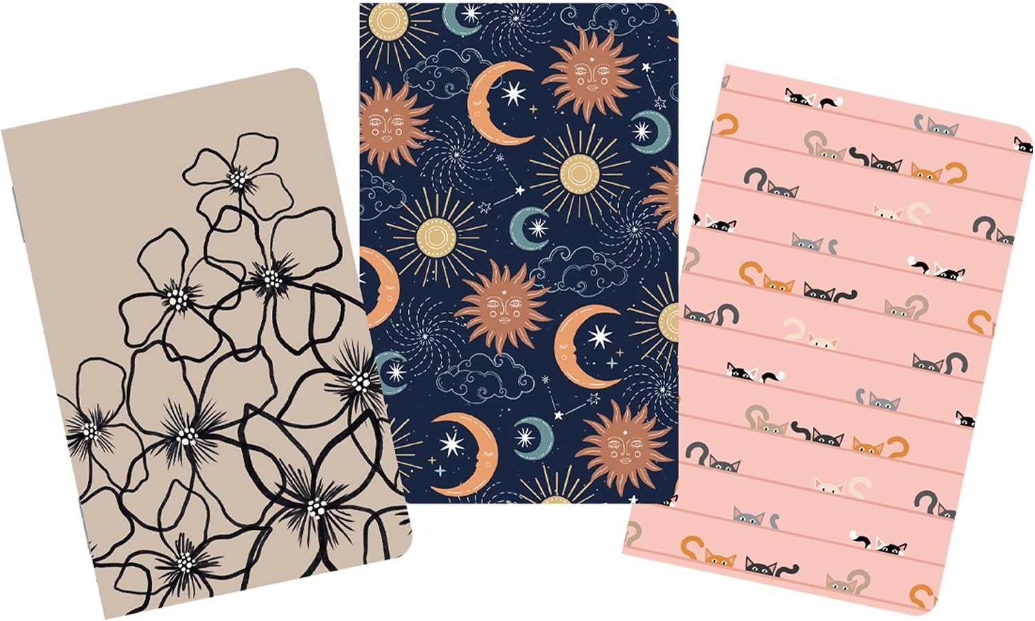 Roaring Spring Pocket Sized Composition Notebooks, Comp Books 3-Pack, 24 sheets, College Ruled 20# Heavy White Paper, 5.5"x3.5", 3 Unique Covers Designed By Female Artists, Made in USA