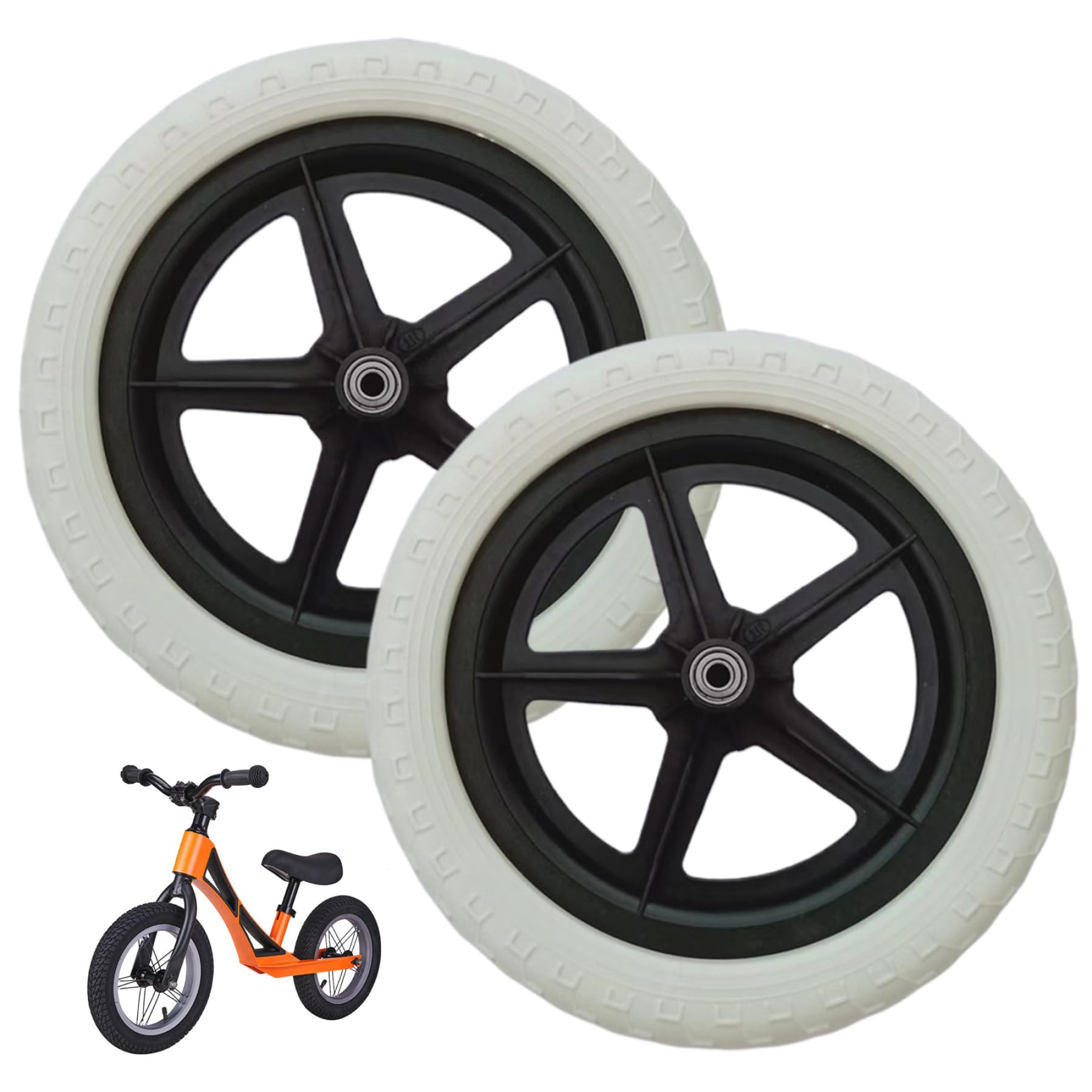 1 Pair Bike Wheels Replacement for Kids 12 Inch Balance Bike Wheel Lightweight Repair Accessories for Bicycles and Maintenance, White, Wheels, Training For 12 Inch