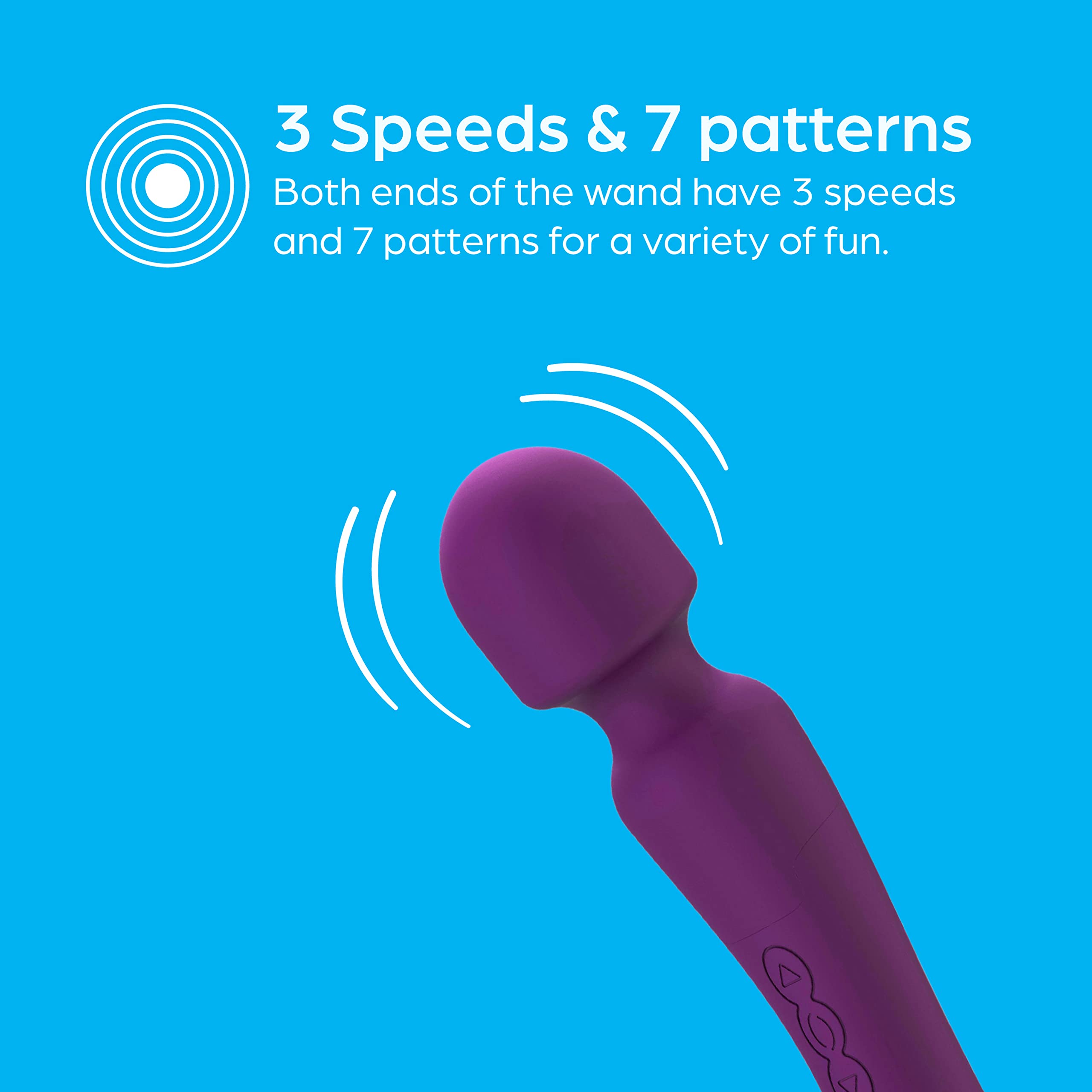 So Divine Purple Wicked Game Magic Wand Vibratore massaggiante, 3 opzioni di velocità con 7 modelli di passione pulsanti, impermeabile e ricaricabile tramite USB