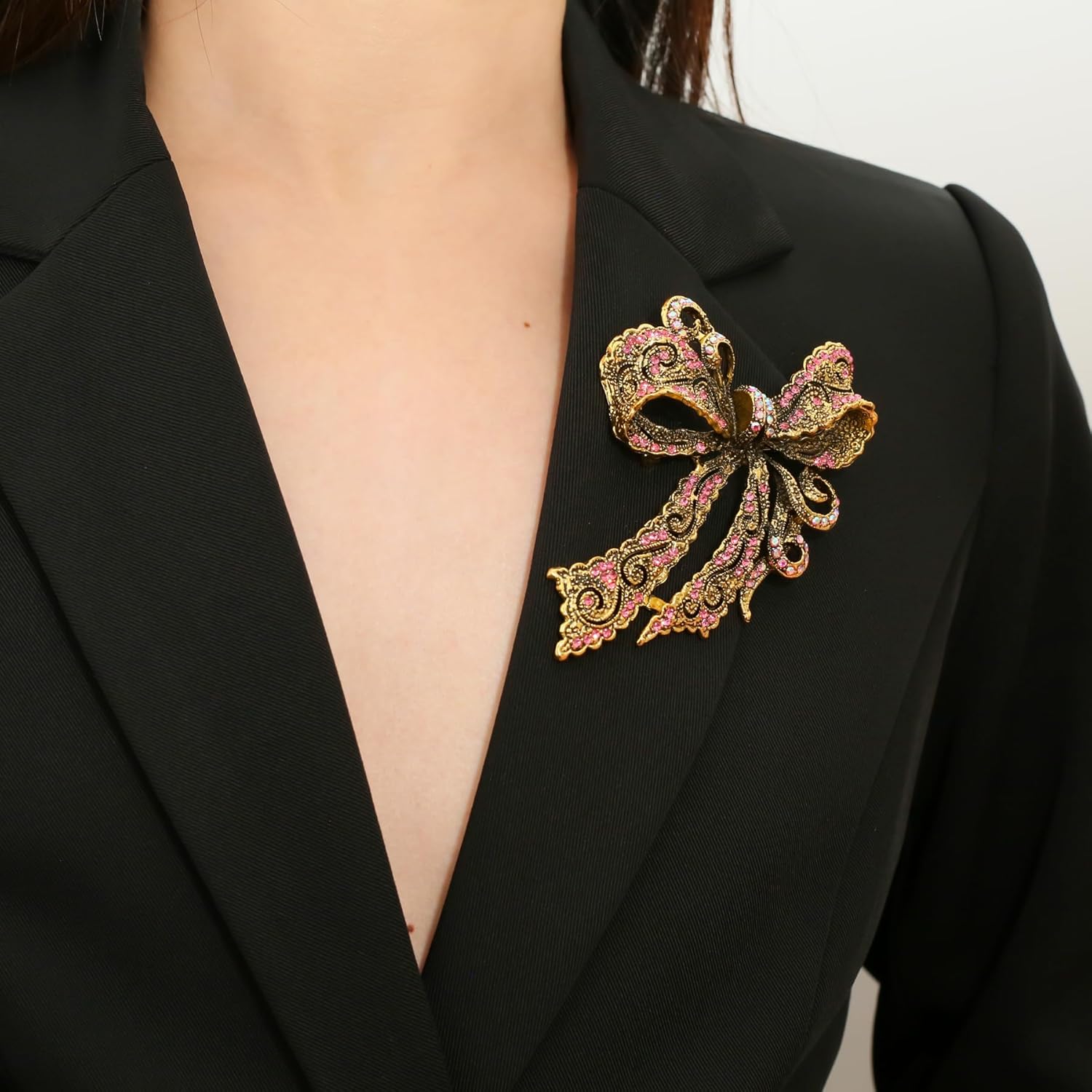 Rhinestone Bow Brooch Vintage Crystal Large Bowknot Brooches for Women Brooch Pin Wedding Fashion Jewelry Accessories,Women Gift - Image 4