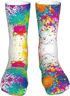 Funny Paint Drop Splatter Colorful Socks Women Crew Sock Thick Stockings Moisture Socks Compression Running Sock 16 Inches