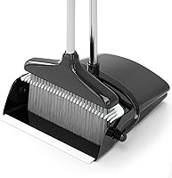 54" Adjustable Broom & Dustpan Set - 4-Ply Bristles, Rubber Lip, Comb Teeth for Easy Home Kitchen Office Cleaning
