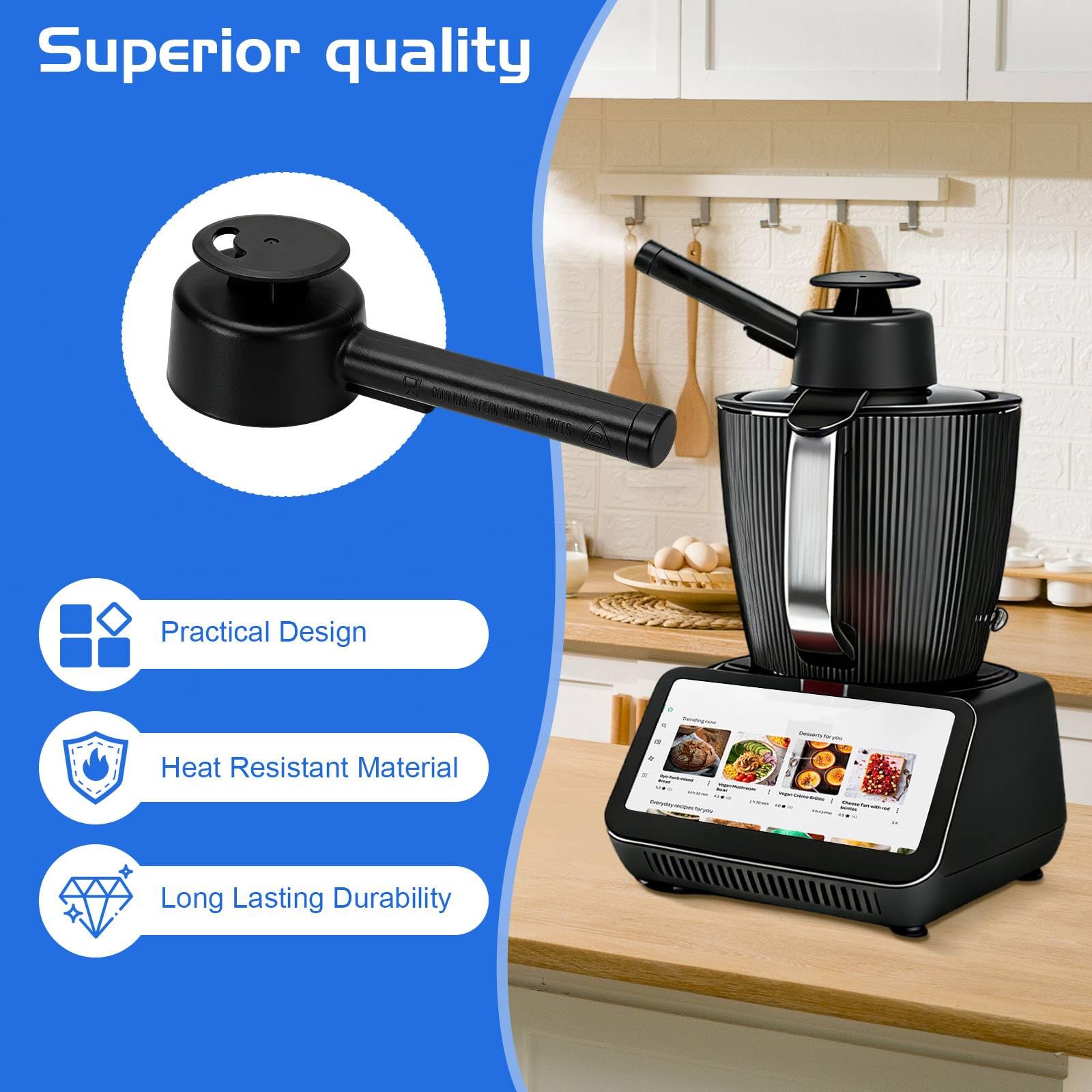 Przekierowywacz pary dla Thermomix tm7, Zestaw przekierowania pary z bezpiecznym uchwytem, Akcesoria do przekierowywania pary, Odporny na wysoką temperaturę, Komin, Obrotowy, Ochrona mebli