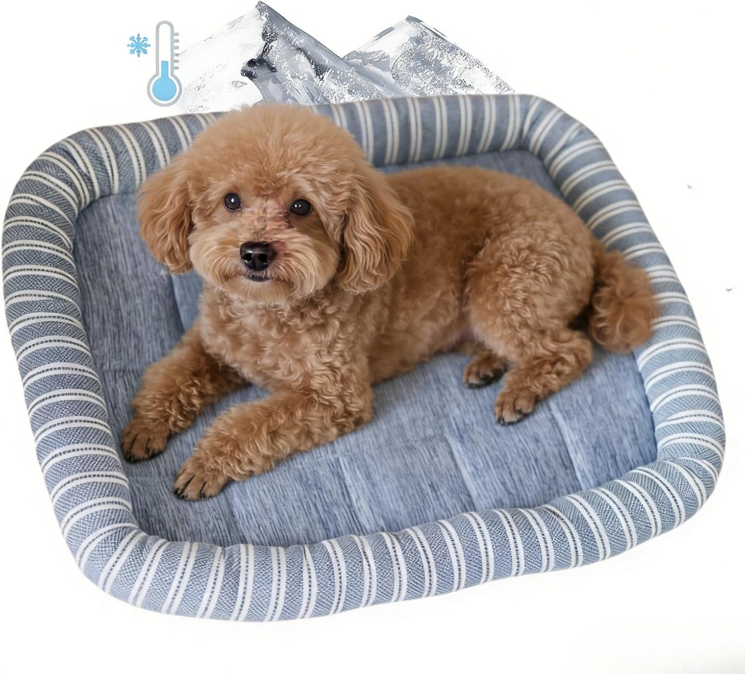 Cat/Dog Cooling Bed Mat, Portable Summer Chill Non-Slip Washable Pet Pad Breathable Sleeping Cushion for Indoor Kittens Small Puppies (Grey,L)