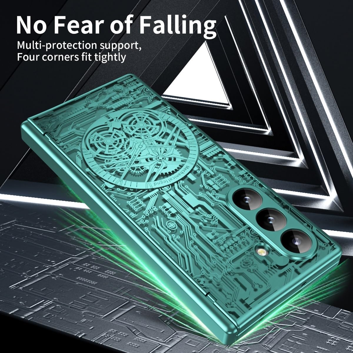 Compatible with Samsung Galaxy Z Fold 7 Case,Built-in Screen Protector & Hinge Protection, Slim Phone Case Z Fold 7 Rugged Cover Hard PC Case Fashion Protective Cover(Green)