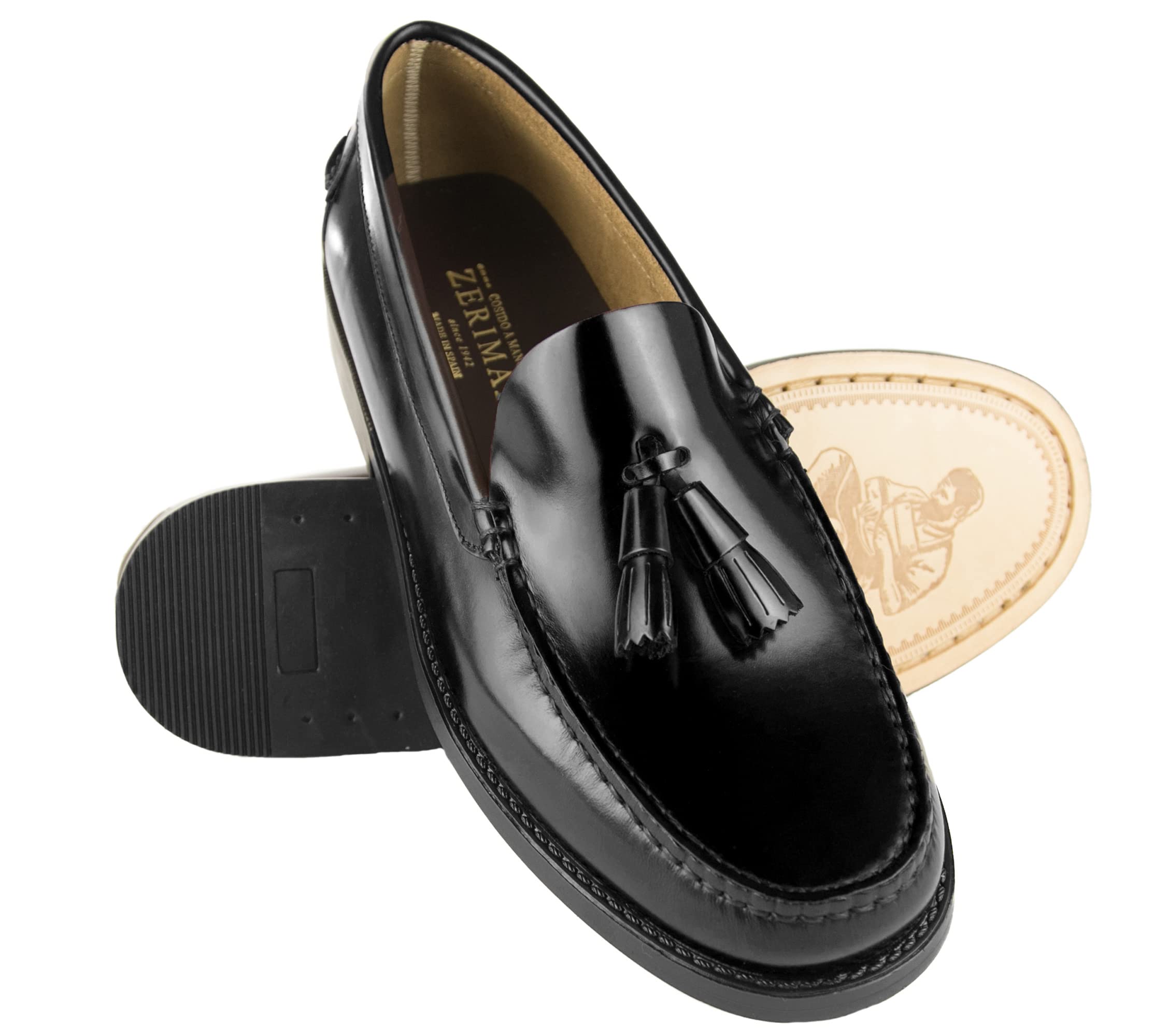 Zerimar Scarpe Elegante Uomo Cuoio | Scarpe Uomo Class | Scarpa Mocassino Uomo Cuoio | Scarpe Uomo Pelle | Fabbricato in Spagna