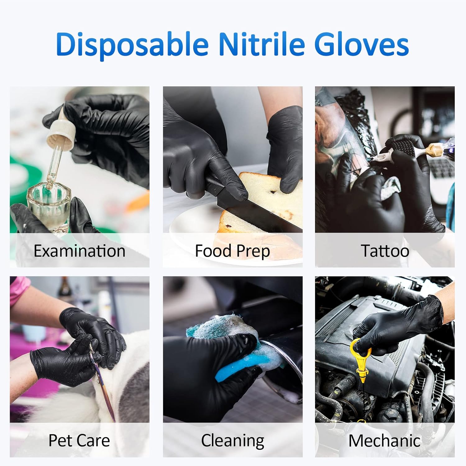 Schneider Nitrile Exam Gloves, 4 Mil Black Gloves Disposable Latex Free Powder Free, Food Safe for Cooking, Food Prep, Clean