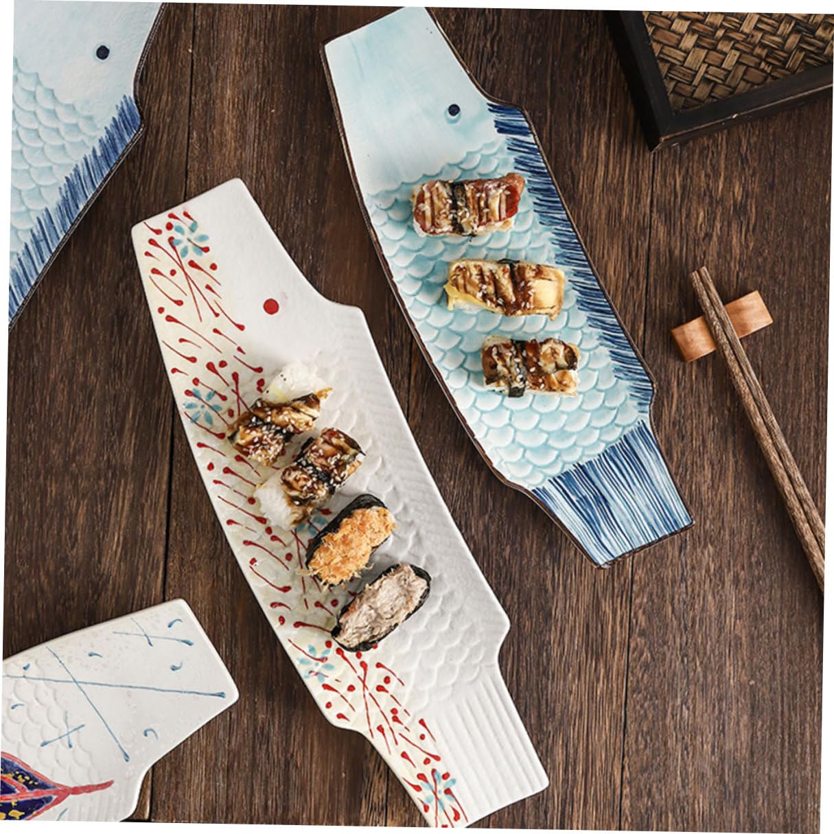 Assiette de Sushis de Poisson, Céramique, Style Japonerie