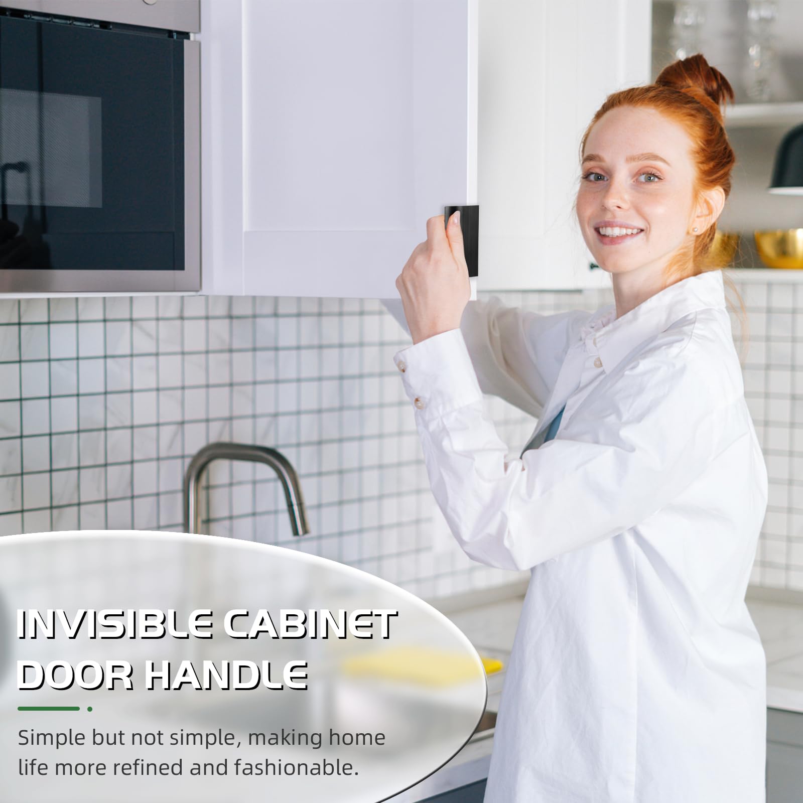 Powerruif 213P0004 10 Pcs Black Hidden Wardrobe Handles, Hidden Wardrobe Handles - Image 4
