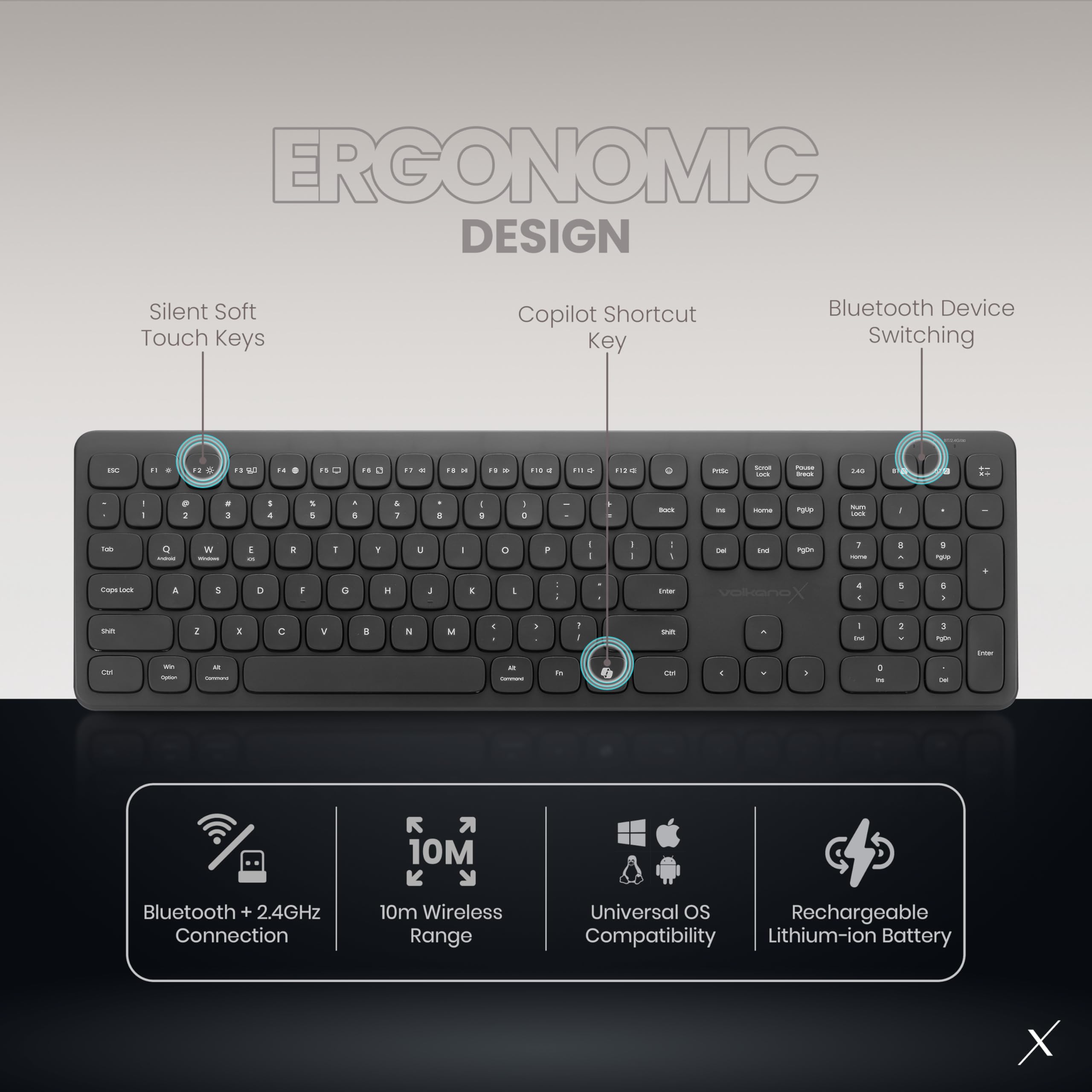 Volkano X Bluetooth Wireless Keyboard and Mouse Combo - Ignite Series : Amazon.co.za: Electronics