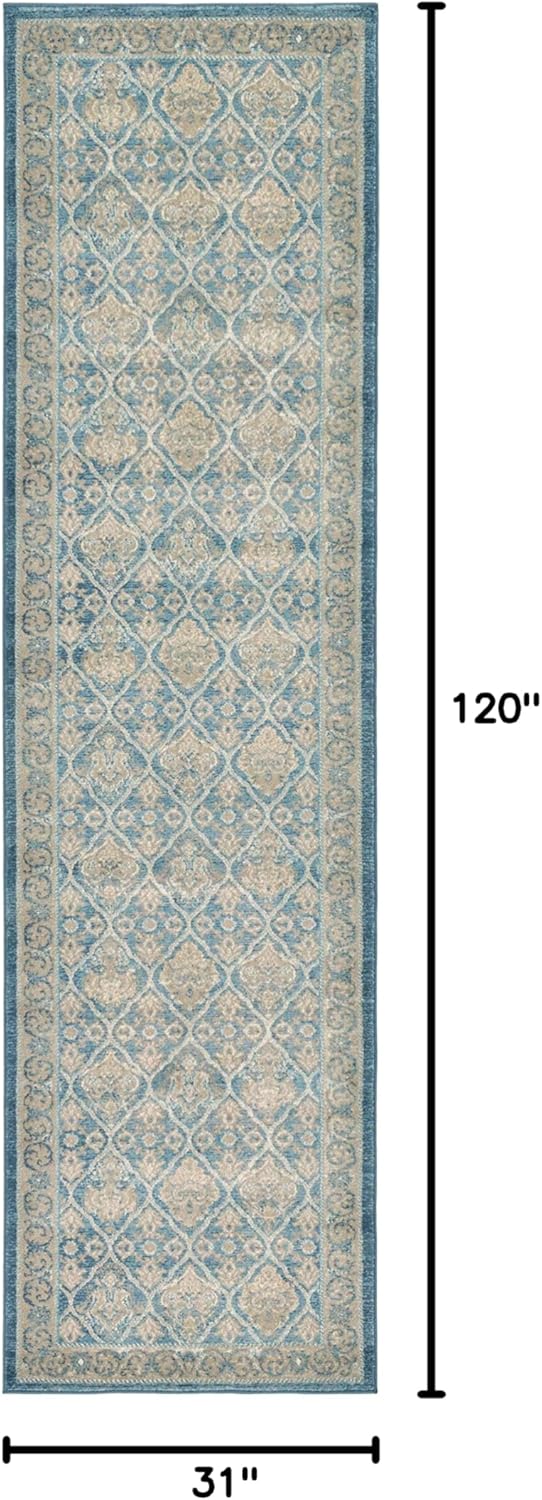 Unique Loom Salzburg Collection Classic Traditional Medallion Design Oriental Inspired with Intricate Border Area Rug (2' 7 x 10' 0 Runner, Navy Blue/Light Brown)