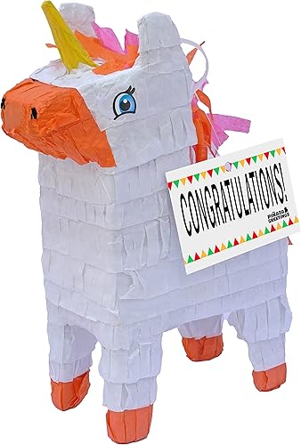 Miniatura 10 de Bonita piñata de unicornio de 12 pulgadas prellenada con varias cantidades de caramelos populares y etiqueta de mensaje adjunta, regalo perfecto