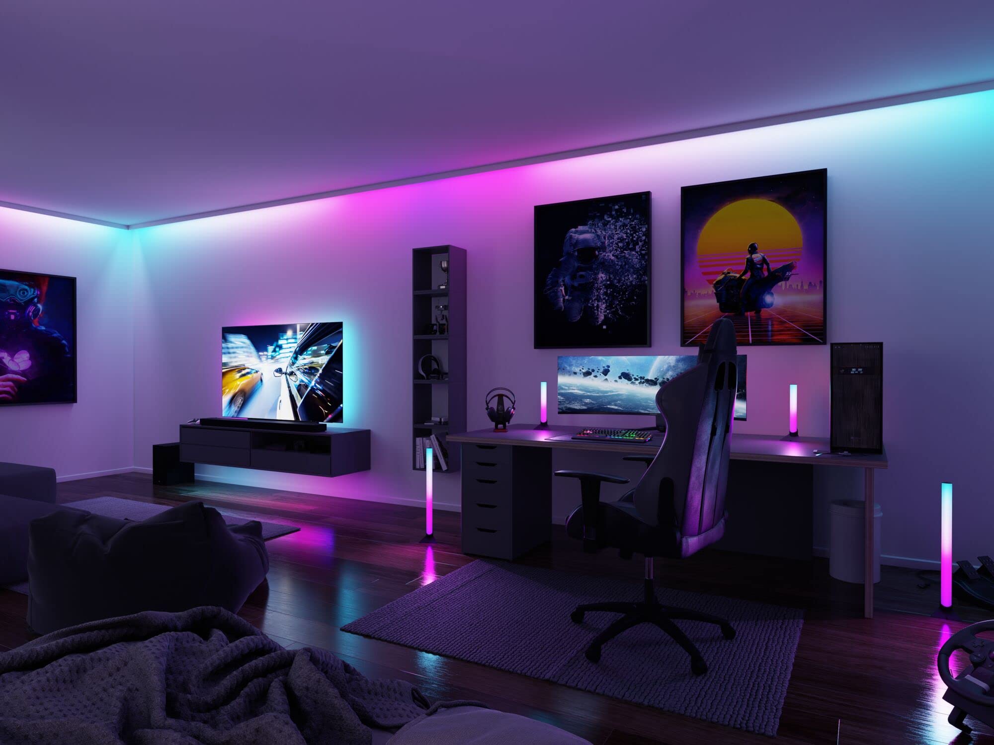 Paulmann 78888 Strip LED Dynamic Set 5m Dynamic Rainbow RGB IP20 12V CC incl. 1x10,5W, regulable, tira de luces, blanco, plástico
