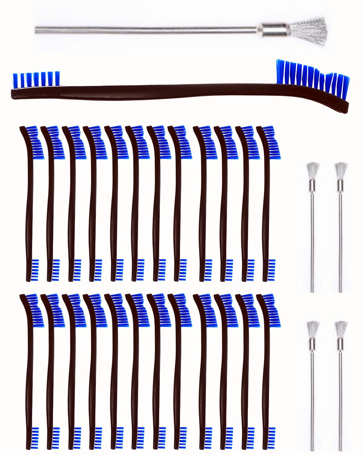 30 Pack Gun Cleaning Brushes Set Included:25 Nylon7-Inch Double-Ended Cleaning Brushes with Plastic Handle-5 Wire Brushes