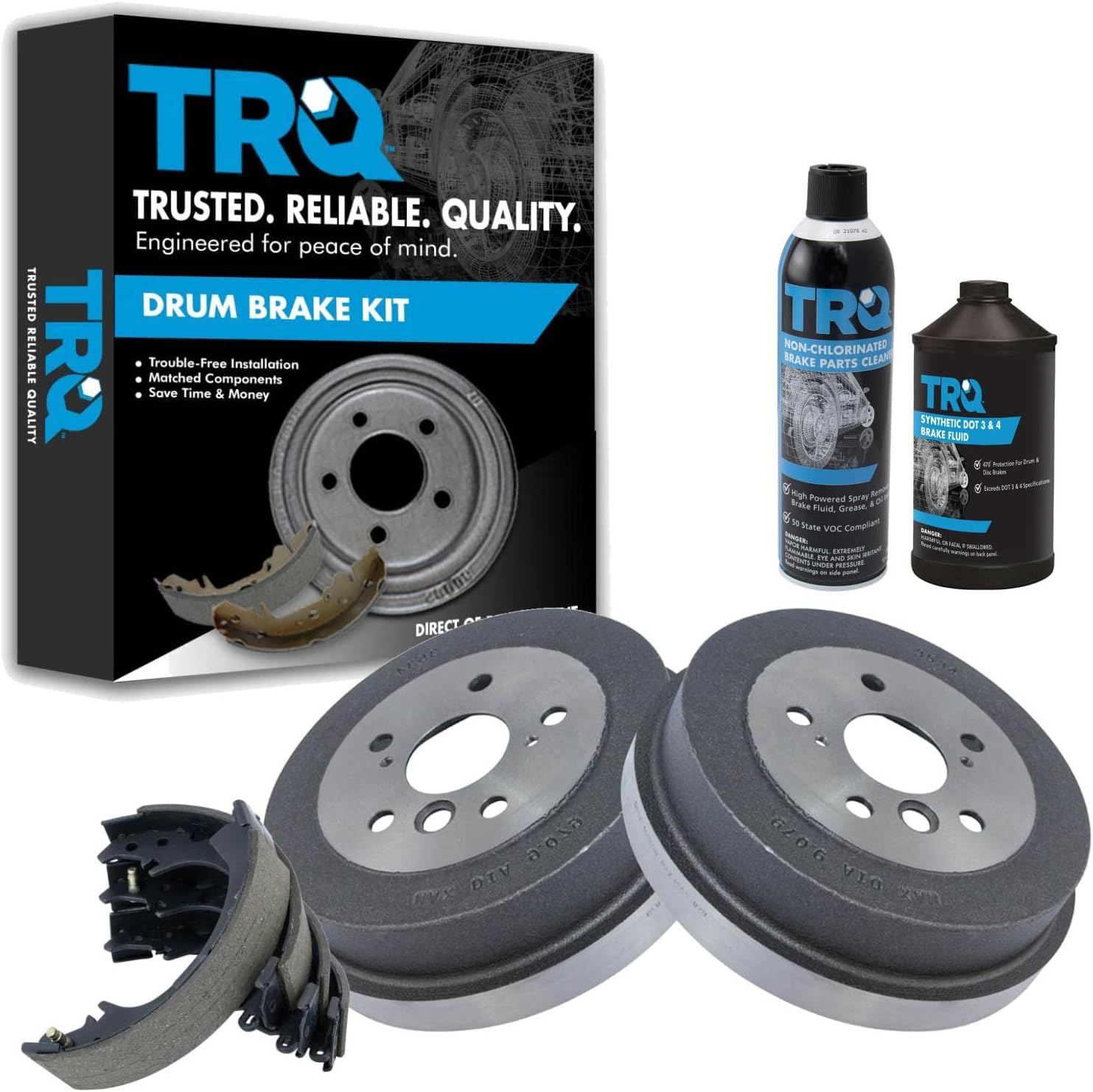TRQ Rear Brake Shoe & Drum Kit Compatible with 1992-2006 Toyota Camry 1999-2003 Solara