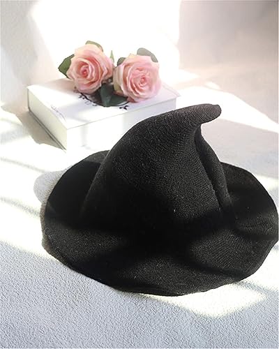 Miniatura 3 de ENJYOP Sombreros de bruja de lana cinitada para fiesta de Halloween, accesorio de sombrero de bruja puntiagudo