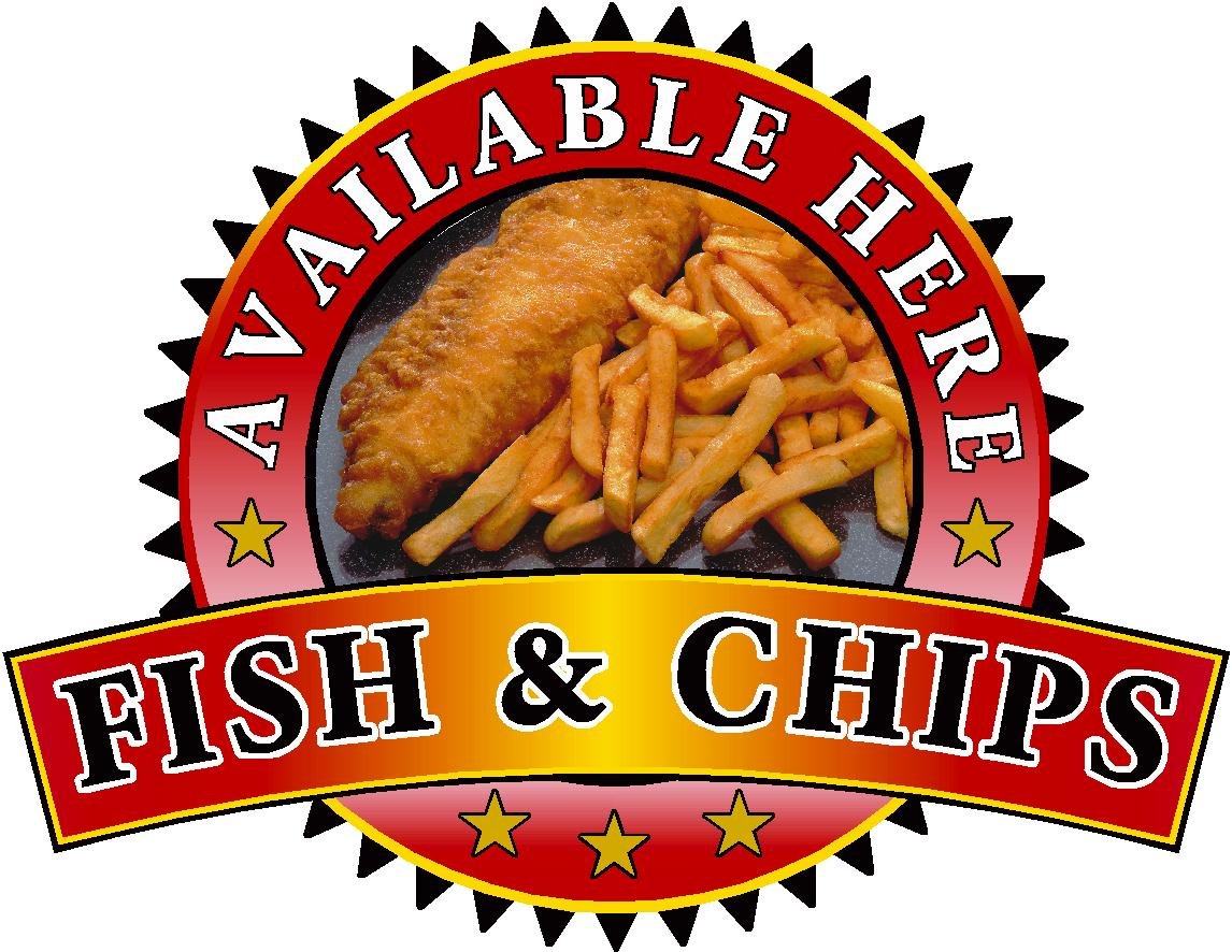 Fish & Chips Sold Here Sticker - Catering Sign Window Decal Cafe Restaurant Ice Cream (Medium A4)