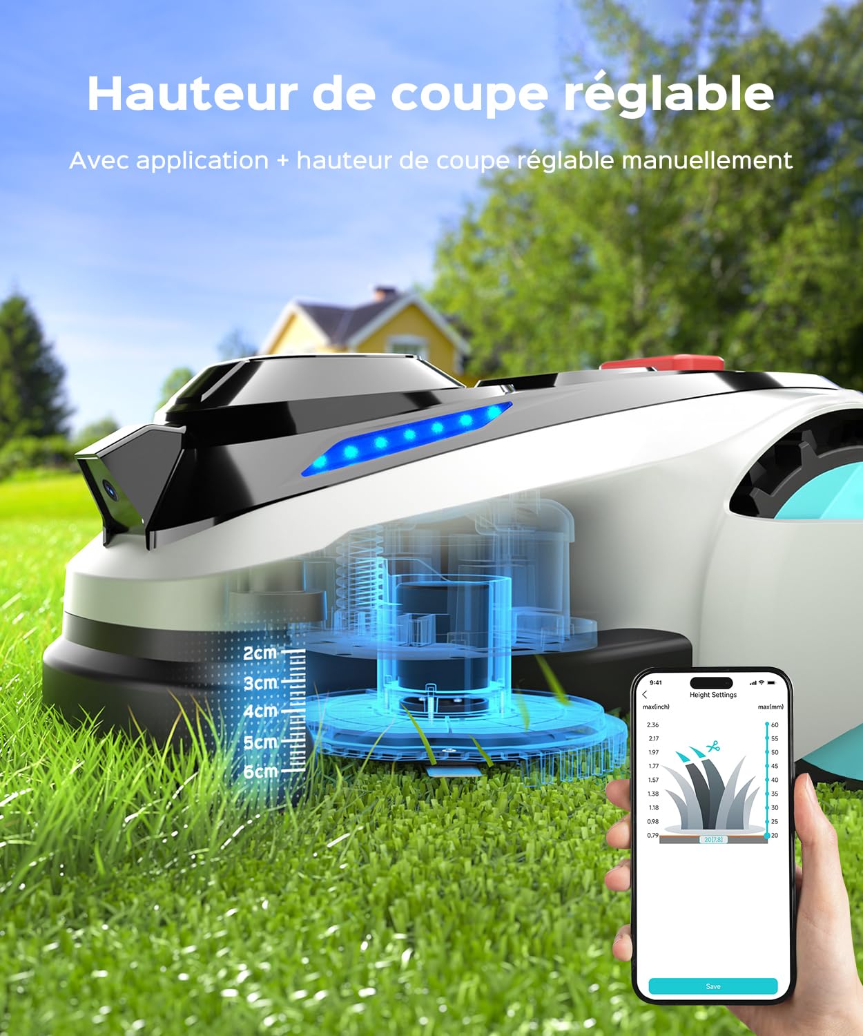 (2026 Upgrade) YARDCARE N1600 Pro Robot Tondeuse sans Fil périphérique, Max 1600 m² – avec RTK & Vision, trajectoire en U, Gestion multizone, contrôle Via Application et évitement des Obstacles
