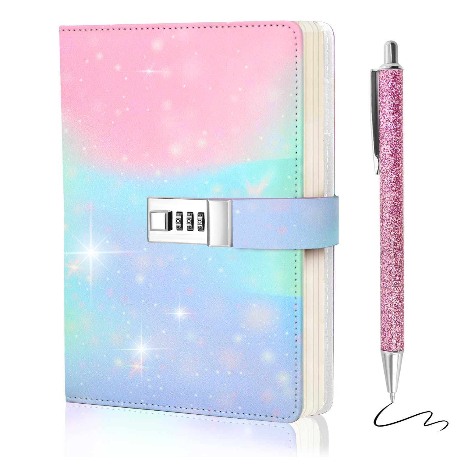 Kifredwo Diary with Lock for Girls, A5 Journal with Lock-192 Pages Girls Diary for Women Teen Girls, Preppy stuff for Girls 10-12, Journal kit for