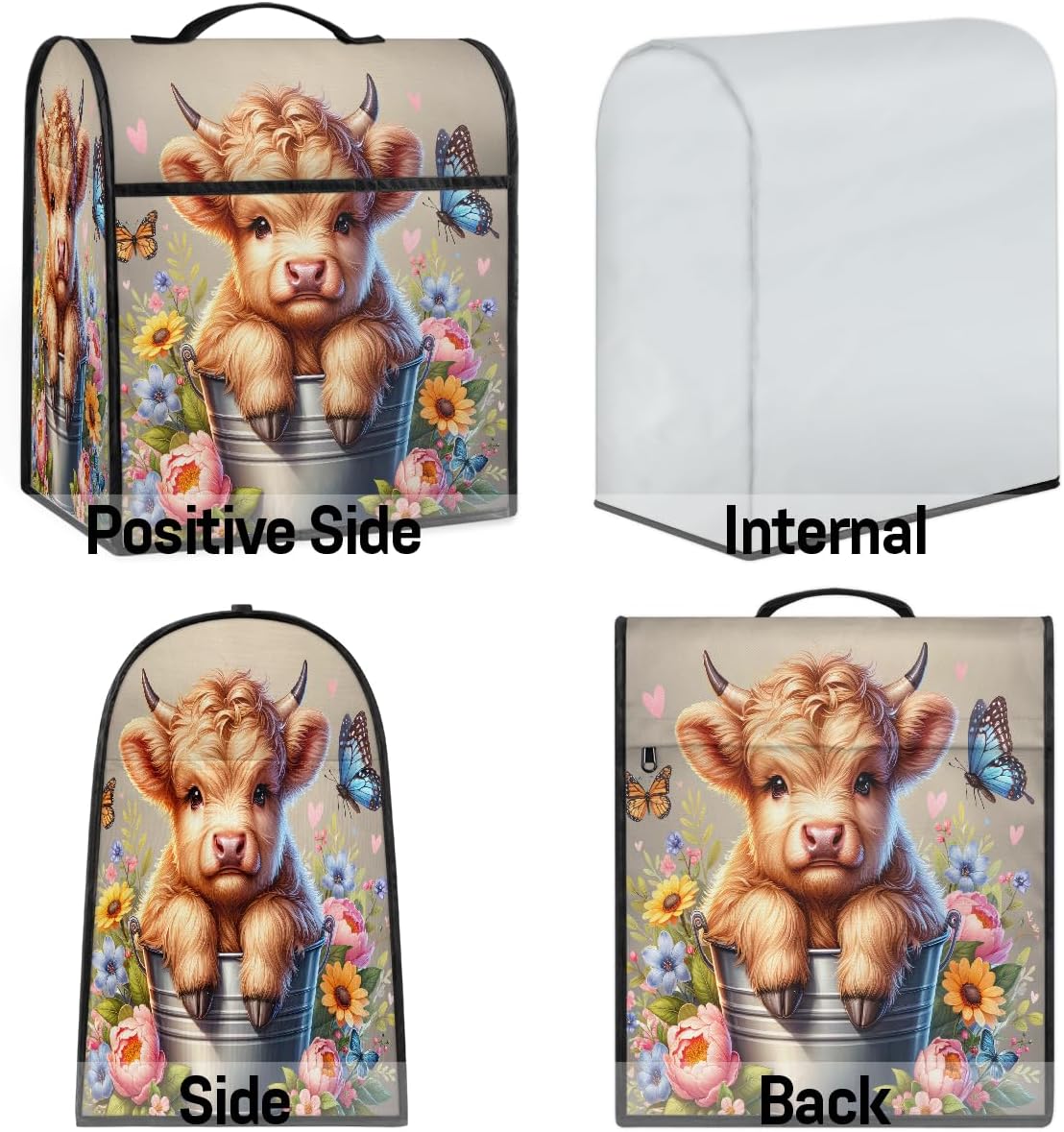 Kitchen Aid Mixers Cover Animal Highland Cow for Stand Mixer 6-8 Quarts with Zipper Pocket Kitchen Aid Storage Covers Kitchen Appliance Covers for Coffee Machine Mixer Home Kitchen Counter