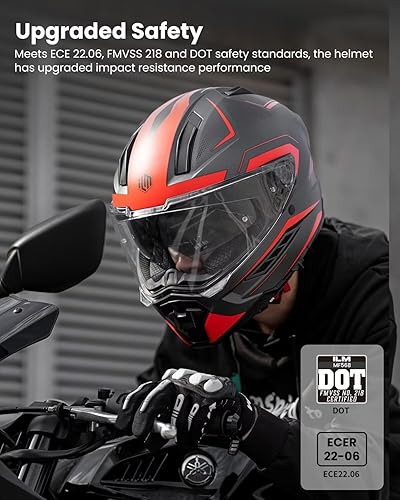 Miniatura 2 de ILM Cascos de cara completa para motocicleta DOT ECE para hombres y mujeres con doble visera pinlock inserto Street Racing casco Cascos para Motos