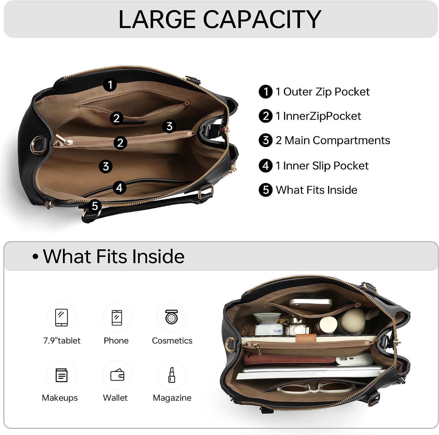 Purses and Handbags for Women Tote Shoulder Satchel HandBags PU Leather Cross Body Bags