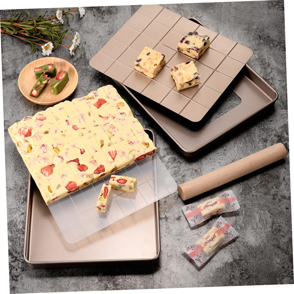 Alipis Moule à Nougat Pour Pâtisserie Plat à Four Micro-ondes Ustensiles De Fabrication Artisanale Accessoires Pour Nougat Et Confiseries
