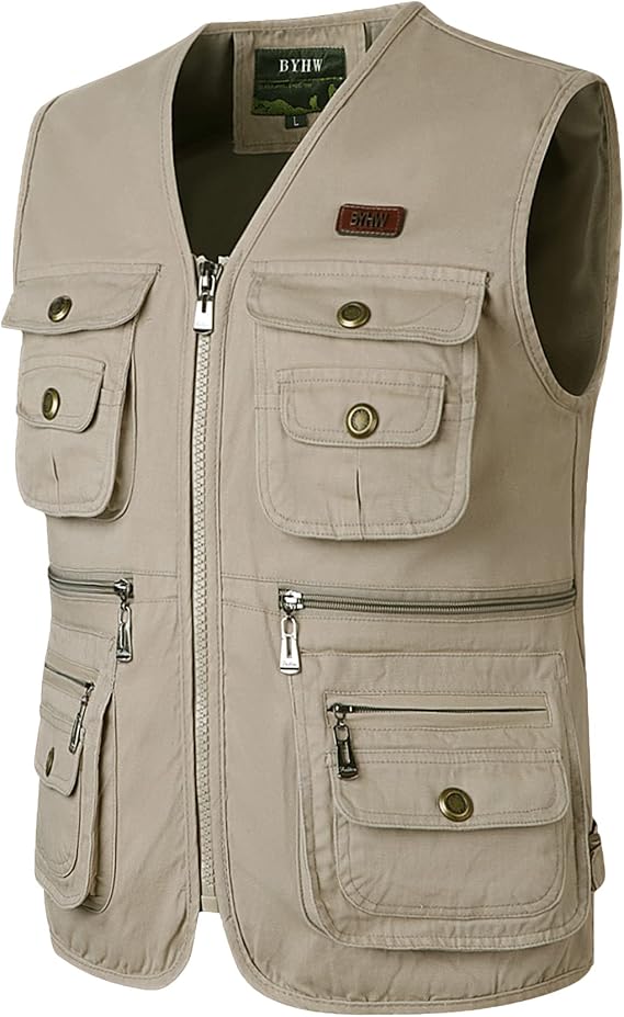 Men's Outdoor Vest Fishing Vest Work Utility Safari Travel Pockets Vest Photo Cargo Fly Summer Vest