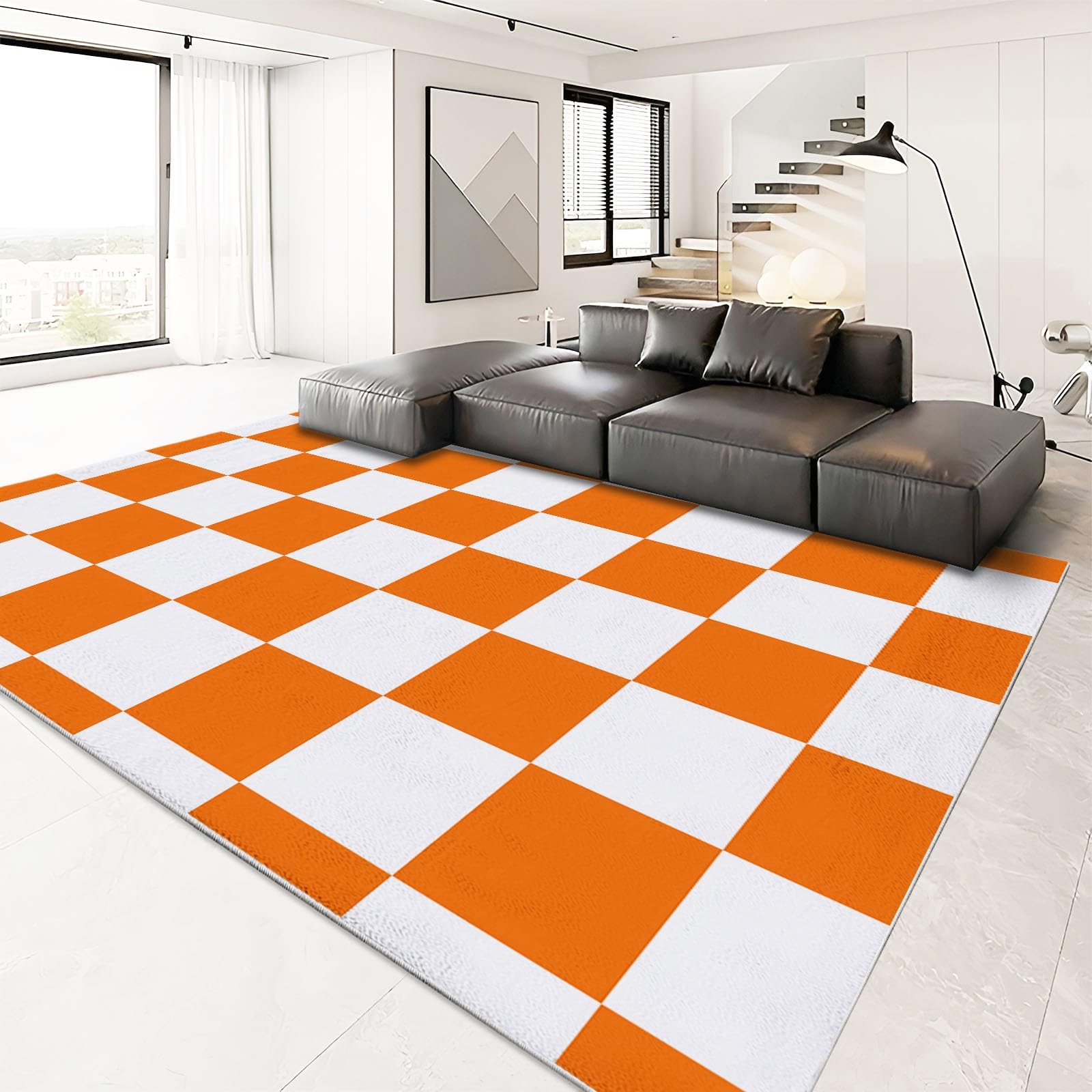 Flauschiger Teppich Orange 180x250 Cm – Künstlicher Kaschmir, Rutschfeste Rückseite, Für Schlafzimmer, Wohnzimmer, Maschinenwaschbar