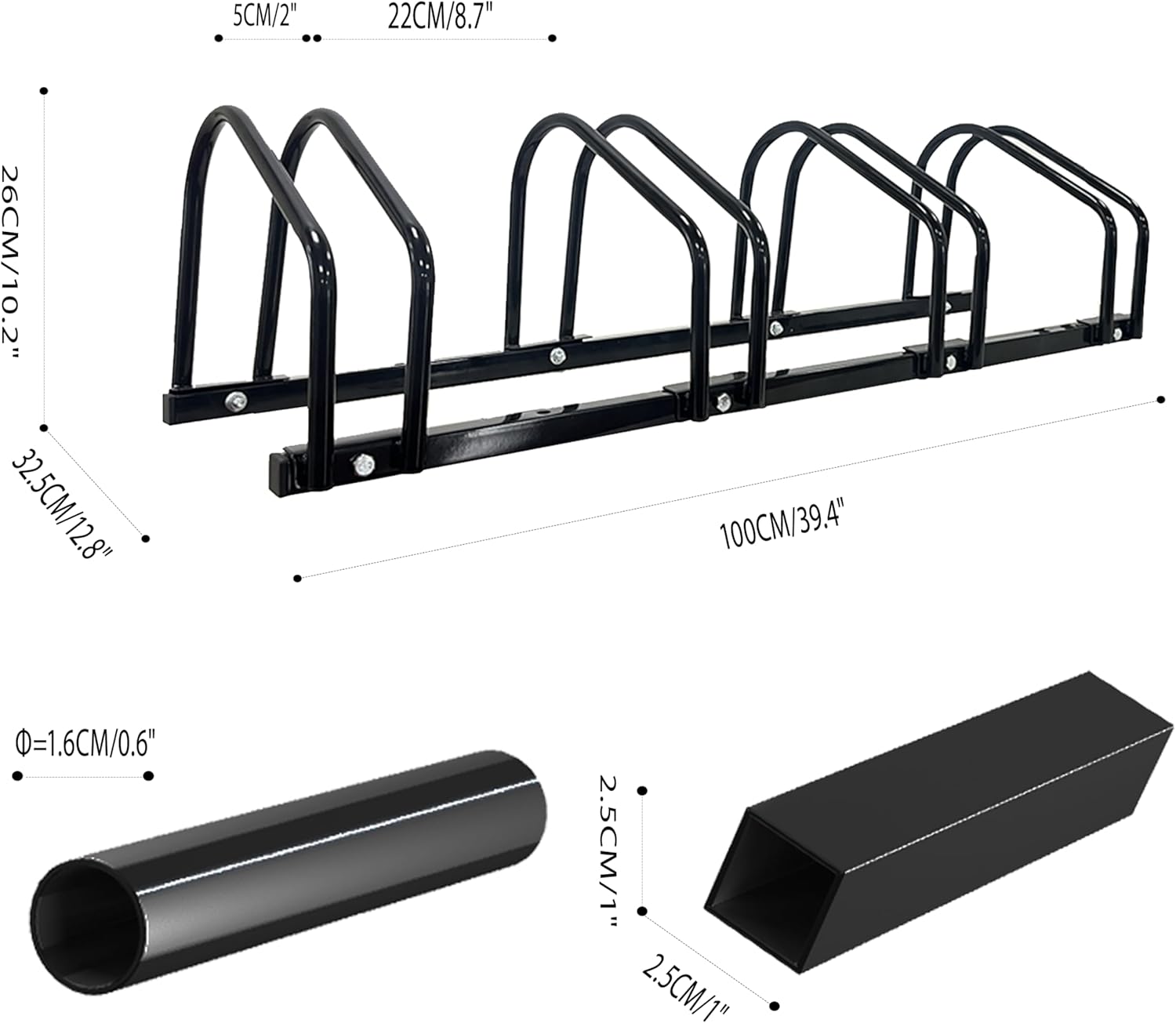 XINYI Bike Rack Floor, Bike Stand Garage, Indoor/Outdoor Bike Rack Garage,22-28" Wheel Stand, Max. Tire Width 2.1", Front/back Bike Stand For Mountain, Road and Kids Bikes for 4 Bikes