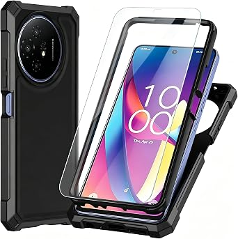 for TCL 60 XE NxtPaper 5G Case with Screen Protector,TCL 60 XE Phone Case Full Body Protection Front PC Back Soft Silicone Bumper,Heavy Duty Protection Shockproof Corner for TCL 50 XL Black