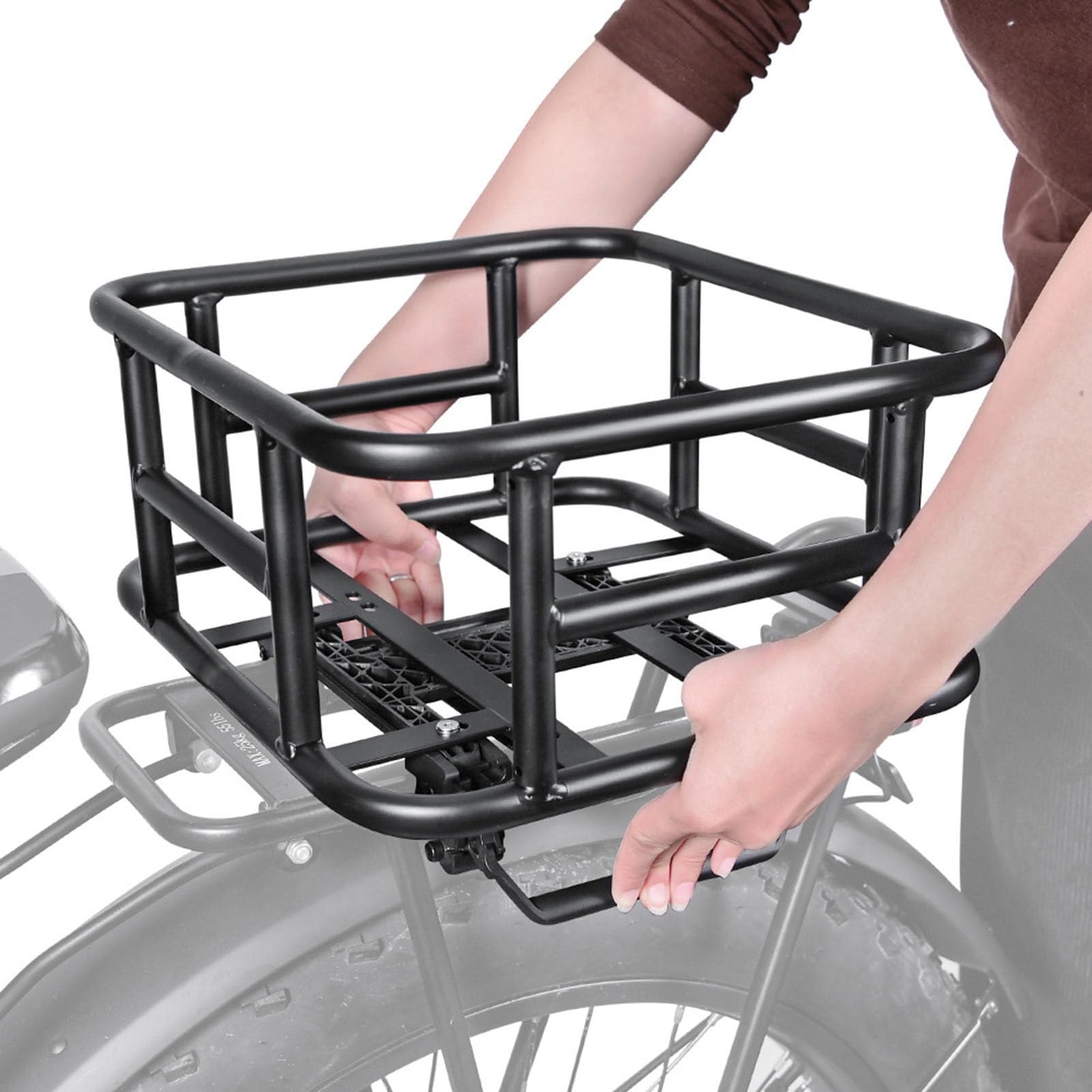 Cesta Portaequipajes para Bicicleta con Estructura de Acero, Funda Oxford Extraíble y Sistema de Desmontaje Rápido, para Compras, Desplazamientos y E-Bike,Small Basket