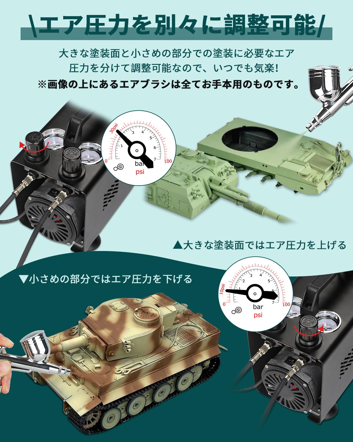 【❤超豪華フルセット❣プロ愛用の抜群な性能性♪❤】エアブラシ＆コンプレッサー 楽天市場】超静音 縦型高回転モーター搭載 オイルレス