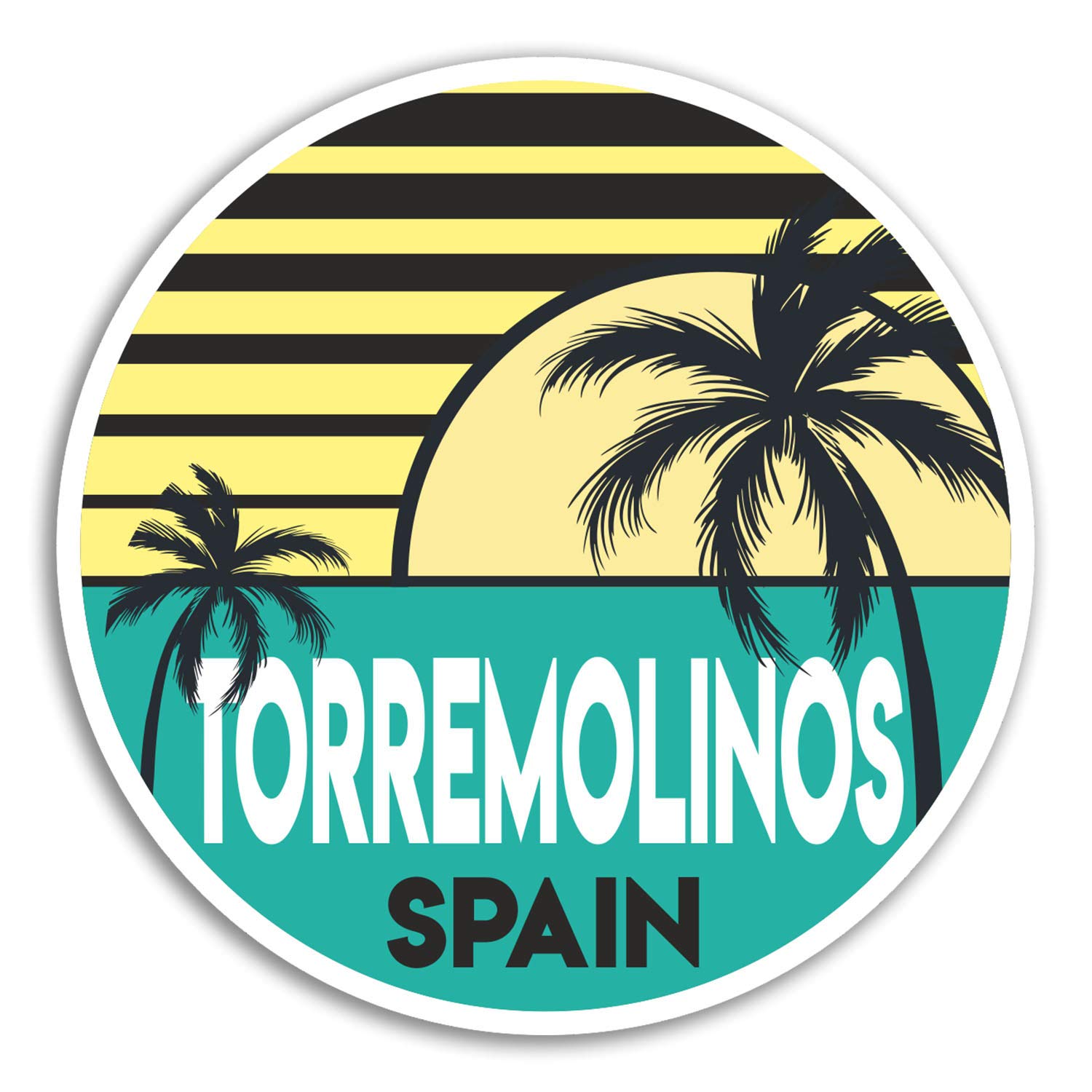 Destination Vinyl Ltd Multi 2 X 10Cm Torremolinos Spain Vinyl Stickers - Sticker Laptop Luggage #18623 (10Cm Wide)