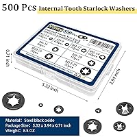 Vista 6 de Juego surtido de 500 arandelas internas de bloqueo de estrella de dientes, m2.5 m3 m4 m5 m6 m8 m10 m12, arandelas de bloqueo de velocidad rápida