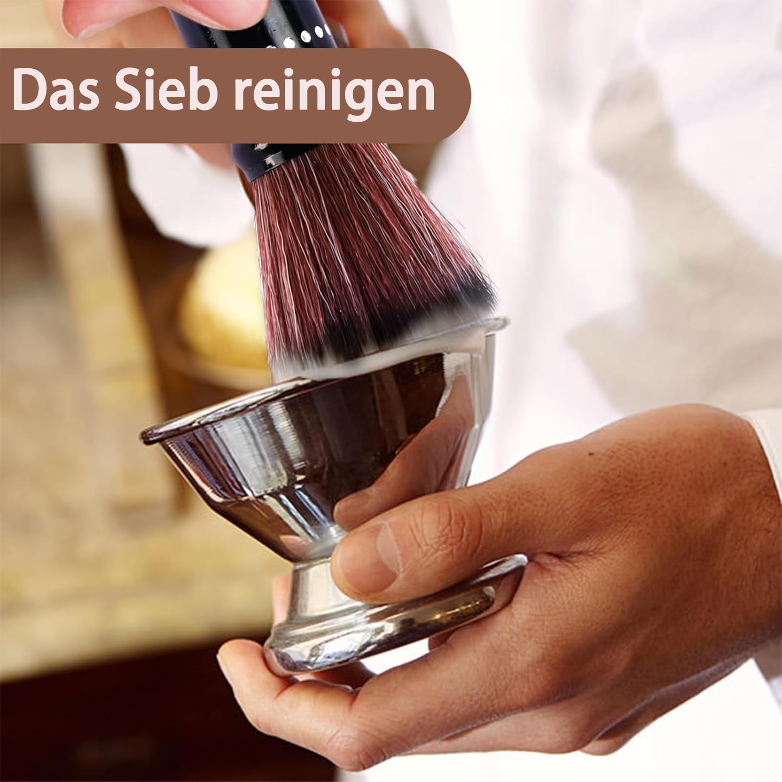 Set 2 Pennelli Barista Per Pulizia - Dritto E Angolato, Setole Cinghiale, Con Cordino - Foto 9