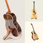 GS1 Guitar Stand Floor, Universal Wooden Stand X-Frame, Support de guitare avec caoutchouc souple pour guitare acoustique classique Guitare électrique Basse Ukulele Mandolin et plus, Accessoires de guitare