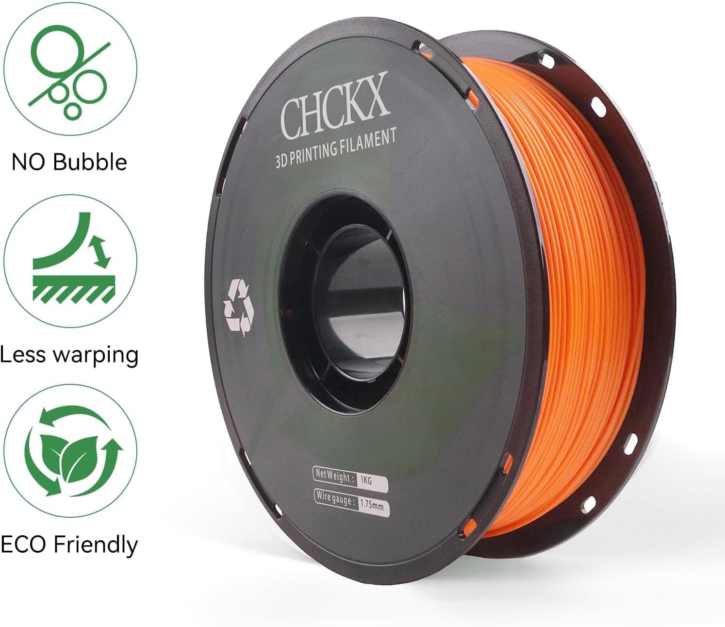 12 Pack PLA 3D Printer Filament, Dimensional Accuracy +/- 0.02 mm, 1kg Spool (2.2lbs), 1.75 mm，Black White Grey Red Green Yellow Purple Skin Blue Pink Orange Silver，12 Colors