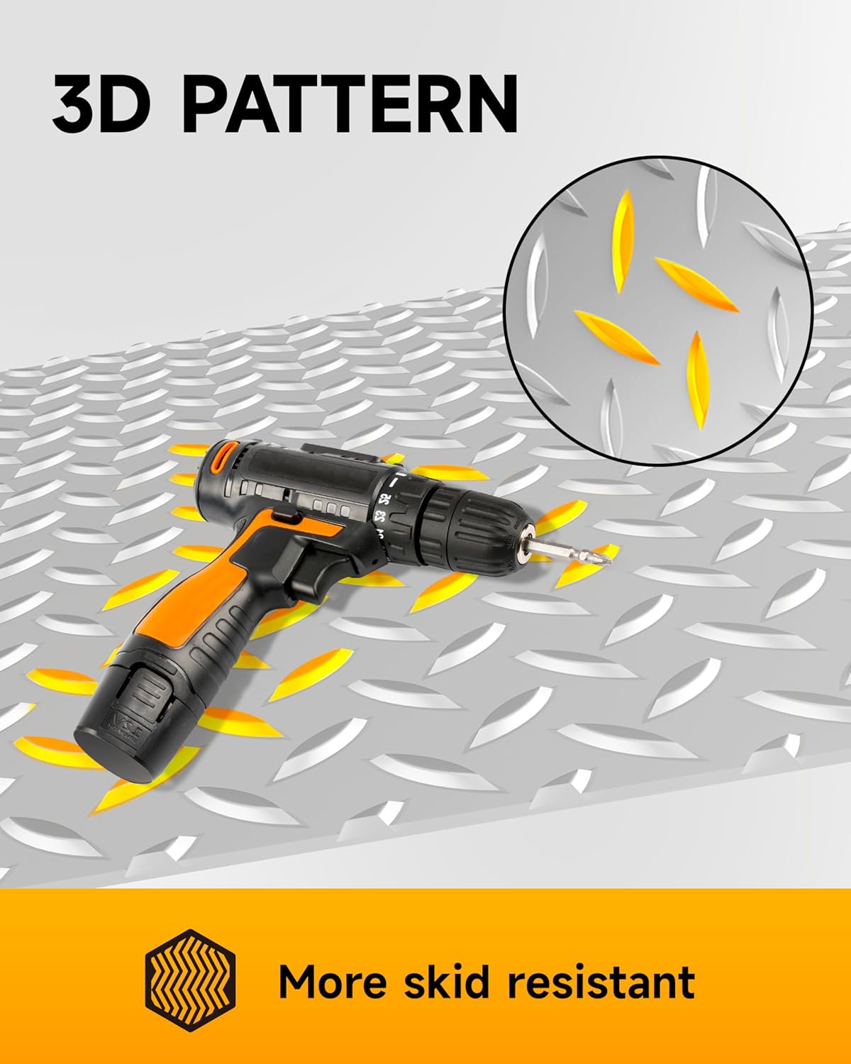 8x20 FT Silver Garage Floor Mat, 2.8mm Thick Premium PVC Resin Flooring Roll | Heavy Duty & Durable | Diamond Plate Protector for Car, SUV, Pickup, Trailer, Gym & Basement