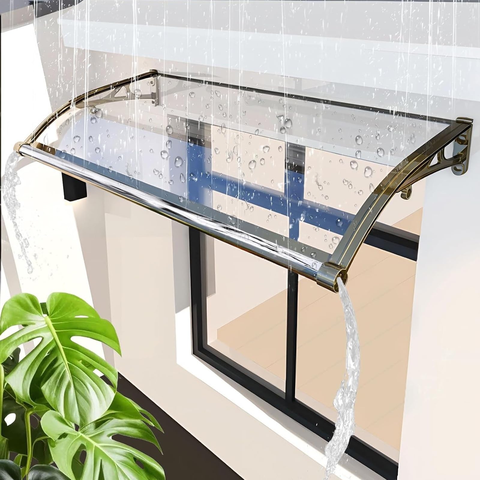 Auvent d'extérieur imperméable avec support en métal et protection UV pour porte