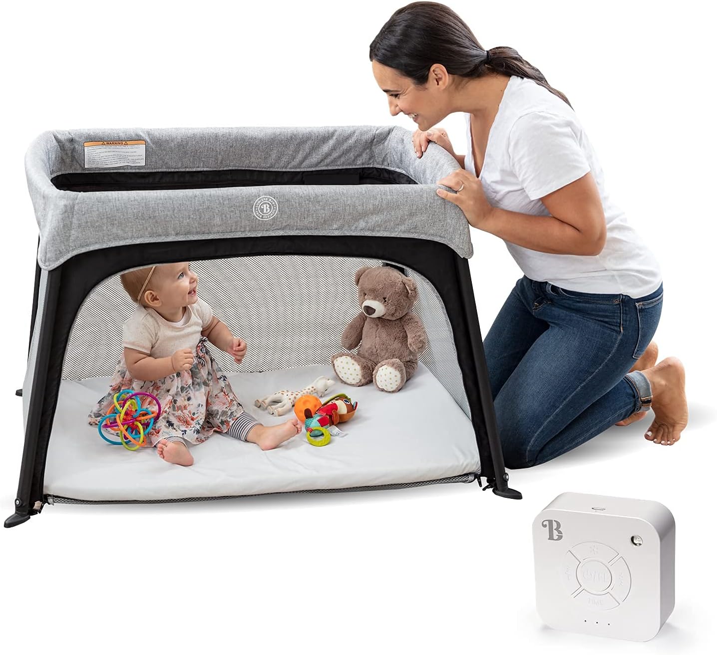 Lumiere,All-in-One Lightweight Travel Crib and Bassinet for Baby and Toddler,Portable Play Yard for Baby for Better, Safer Sleeping,w/Ventilated Mattress,Oeko-TEX Waterproof Cover & 1 Fitted Sheet