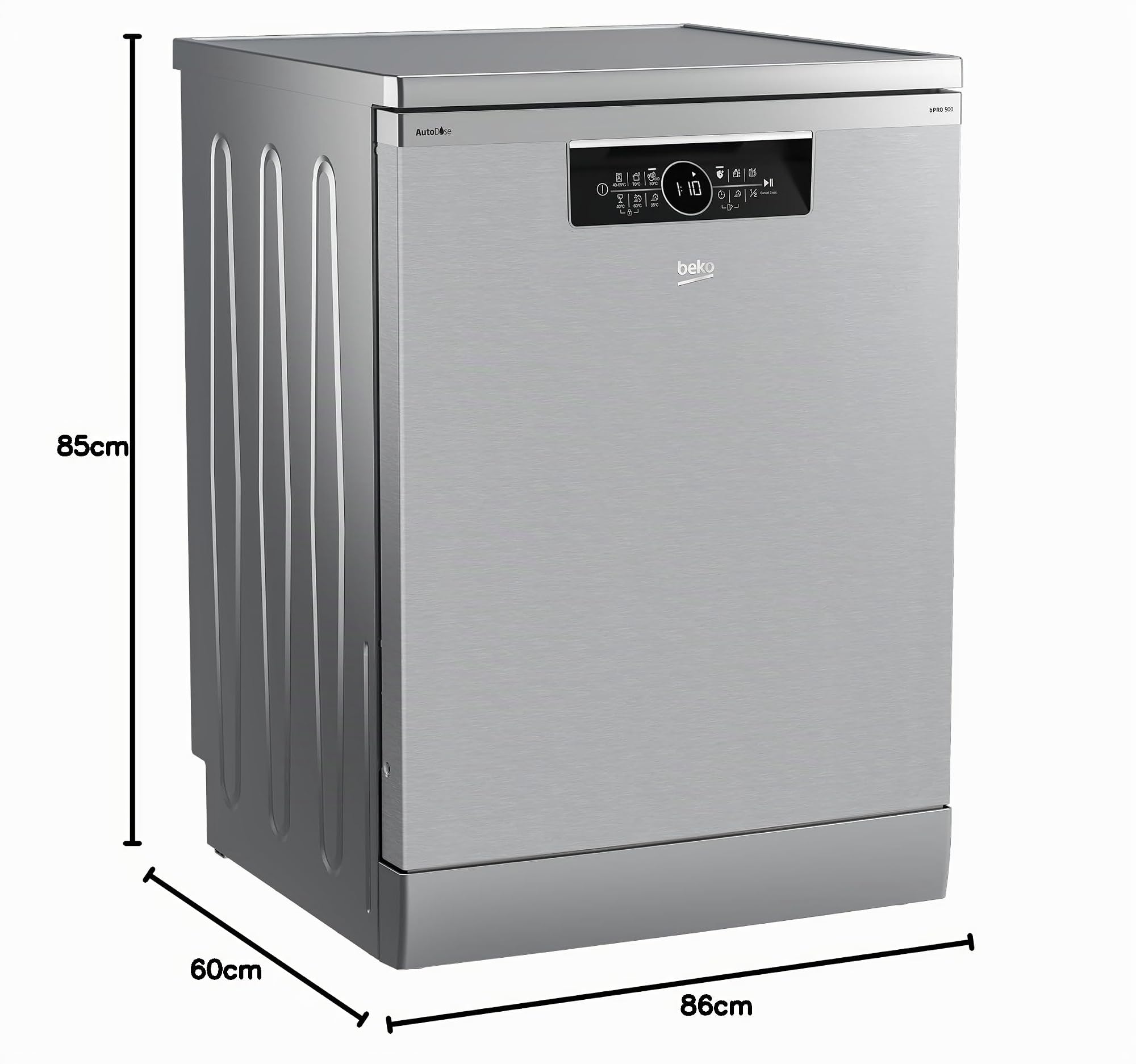 Beko BDFN36640XA Lavavajillas estándar Clase C, línea estética Beyond bPRO500, Display Access Touch, ProSmart Inverter, tercera cesta, sistema autodosis, tecnología CornerIntense, inoxidable