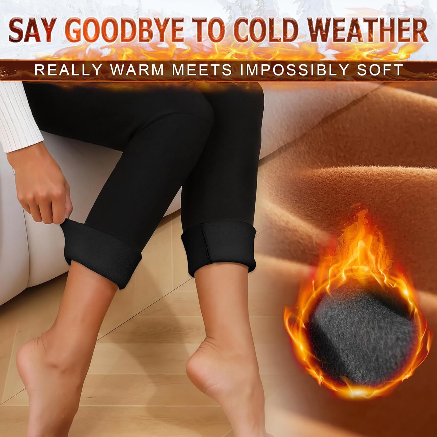 NEW YOUNG 3 Pack Fleece Lined Leggings Women with Pockets,Warm Winter Yoga Pants for Women - Image 3