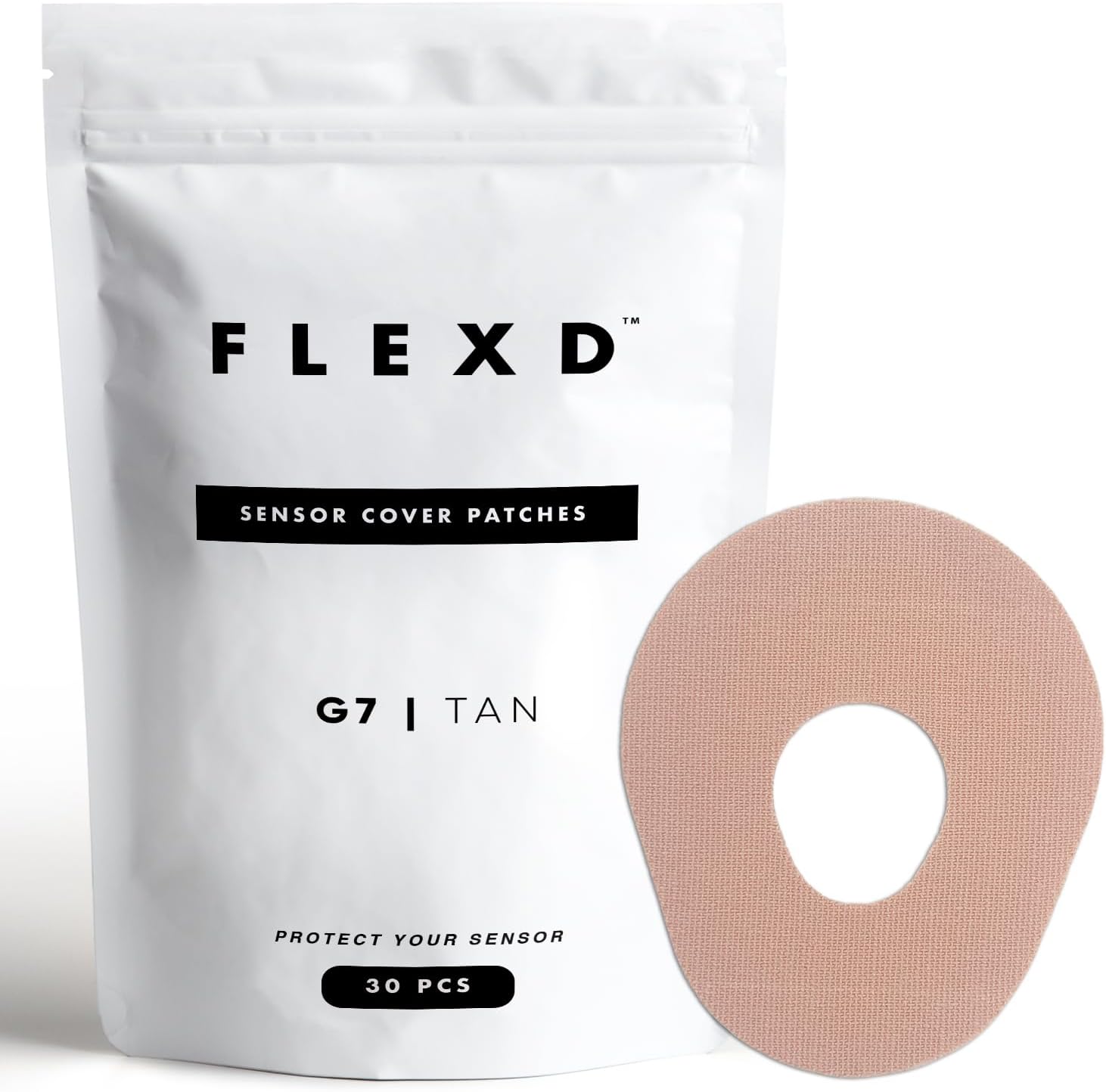 Flexd - G7 Adhesive Patches Waterproof for Dexcom G7 - CGM - G7 Accessories Overpatch - (30Pcs) - Tan