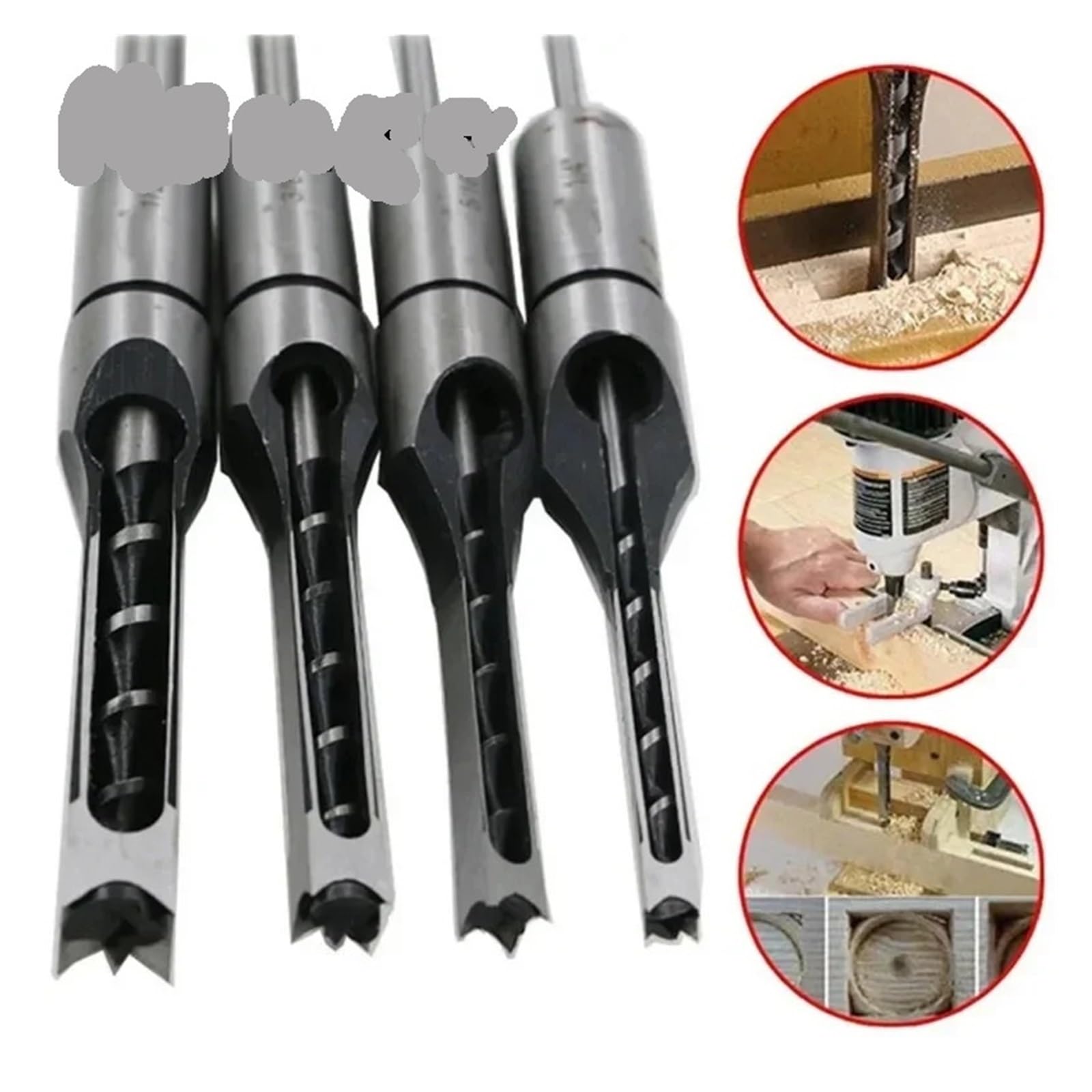 4 Pezzi HSS Punte Elicoidali Trapano Trivella Quadrata Mortasa Scalpello Trapano Set Foro Quadrato Lavorazione Del Legno Kit Set Estesa