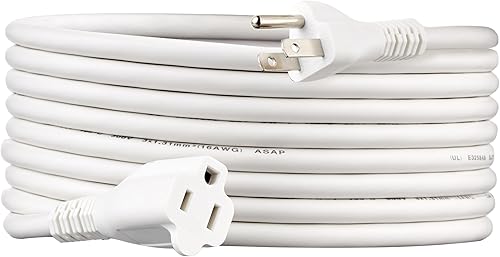 Miniatura 27 de Yaxa Basics Cable de extensión, 10 pies, extensor de tomacorriente de 3 clavijas, cable de extensión para interiores, 13 amperios, 125V, blanco