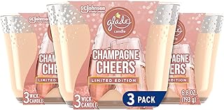 Glade Candle Champagne Cheers, Fragrance Candle Infused with Essential Oils, Air Freshener Candle, 3-Wick Candle, 6.8 Oz, 3 Count