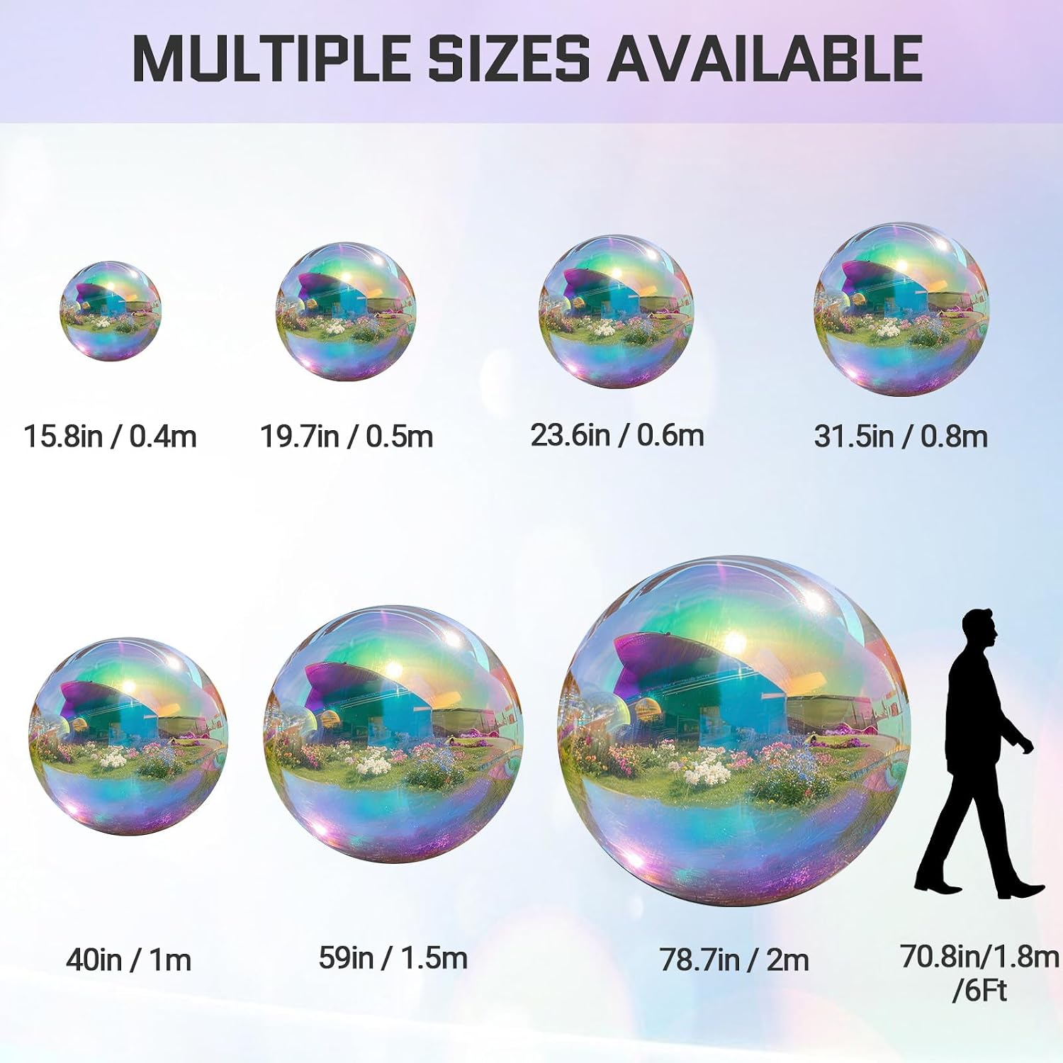 OZIS 78.7inch Giant Inflatable Mirror Ball for Hanging&Standing PVC Airtight Disco Bubble Balloon For Wedding Event Nightclub Stage Party Decor 1 Piece (Color)