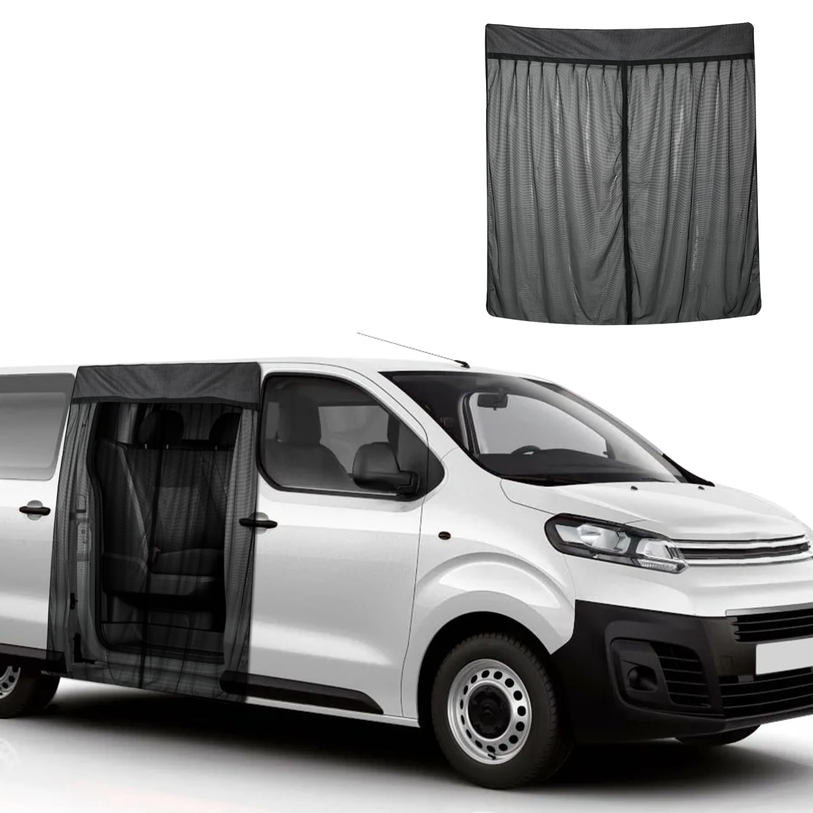 Insektennetz Ersatz für Citroen Jumpy/Toyota ProAce/Peugeot Expert 2016-2025, Auto Seitentür Schiebetür Insektennetz, Einschichtiges Netz Magnetische Moskitonetze Atmungsaktiv Insekten für Camping