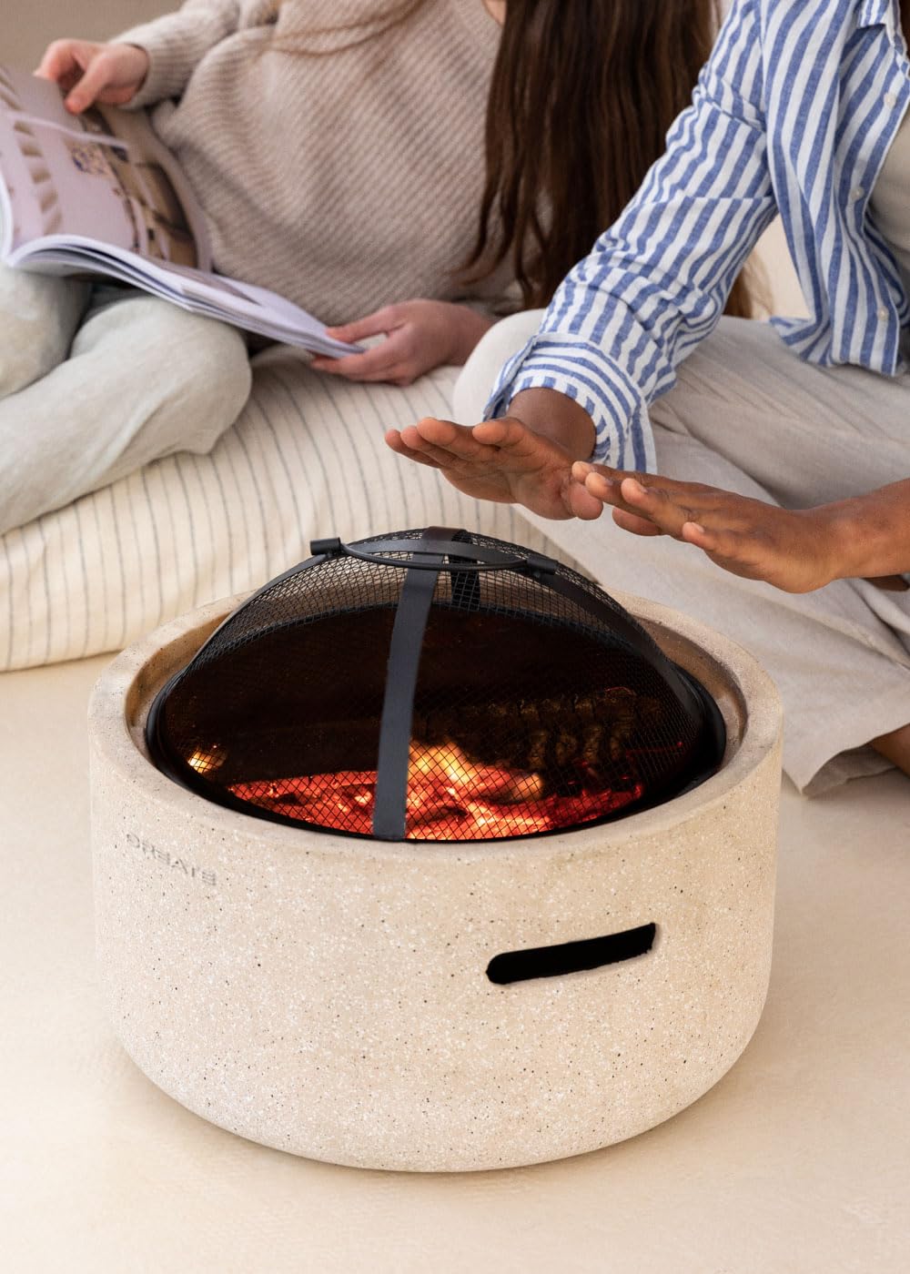 CREATE/Fire Bowl Grill/Brasero Exterior con Grill/Ligero, Amplia Superficie de Parrilla, Cocina al Aire Libre, Fabricado a Mano